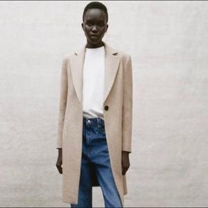 Zara Wool Blend Coat in Beige color